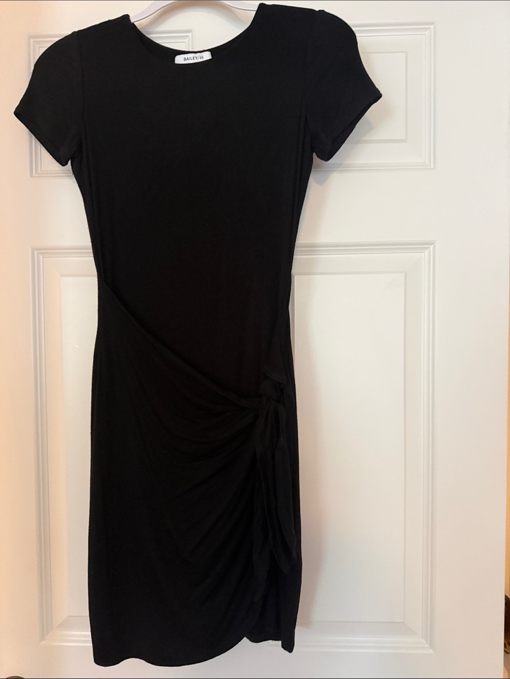 Bailey 44 Black Short-Sleeve Midi Dress with Side Knot